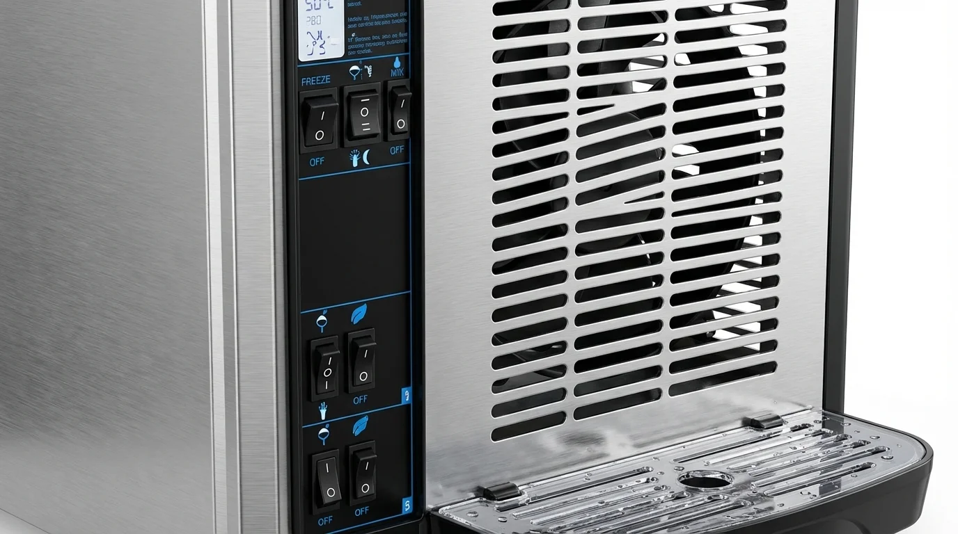 Panel de control táctil de la granizadora en primer plano